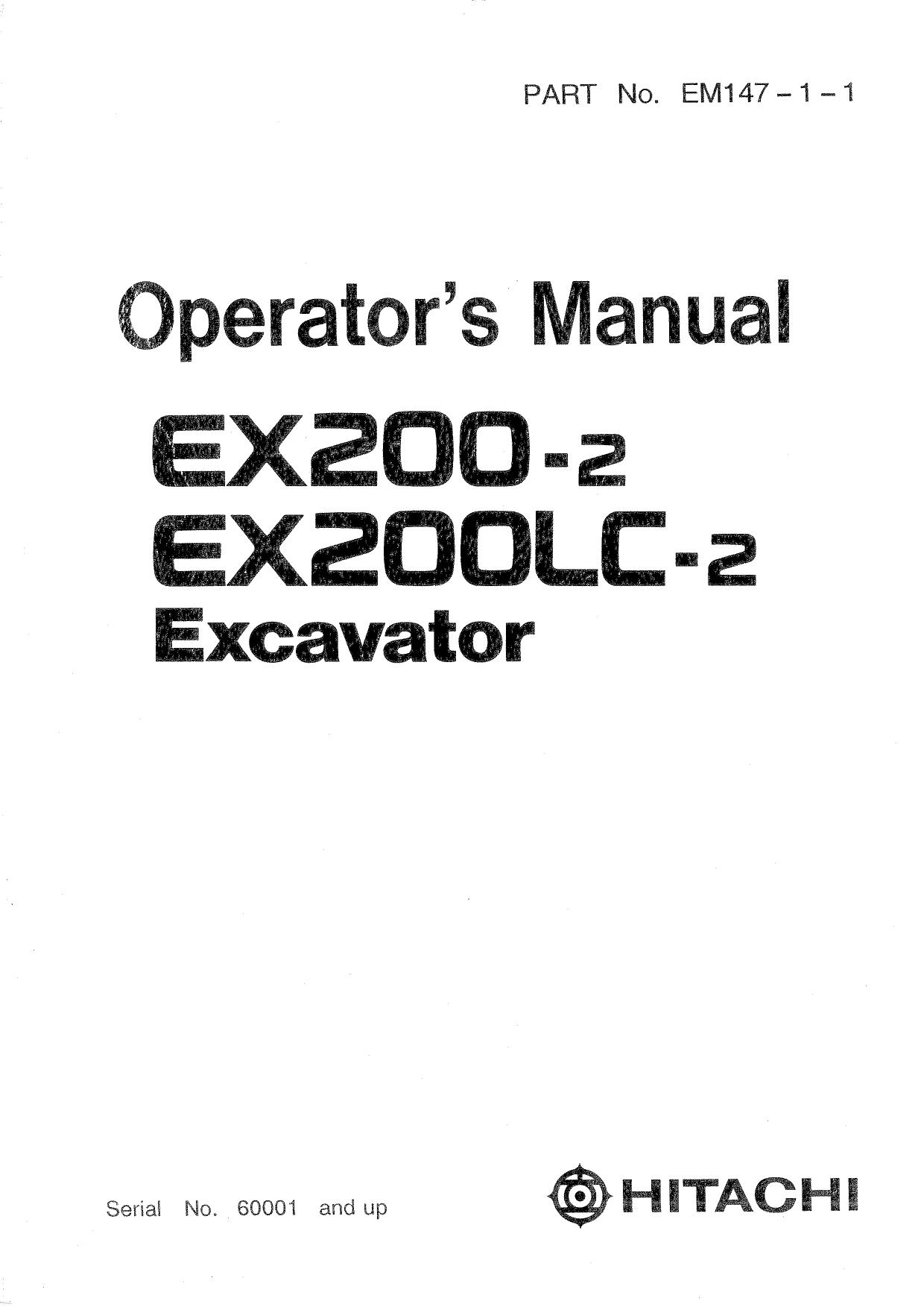 EX200-2,EX200LC-2 HITACHI Operator's Manual